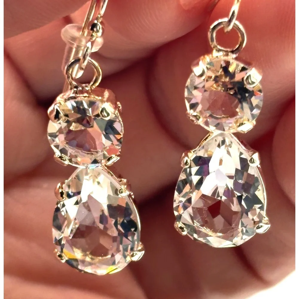 Twigs & Honey Extra Long‎ Bridal Crystal Hair Vine & Pear Drop Earrings Combo